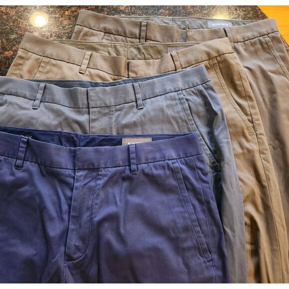 Lot 4 Bonobos Mens 33X34 Slim Weekday Warrior Pants Monday Thursday Friday Chino - Picture 1 of 8